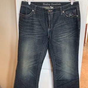 Harley-Davidson Dark Jeans with Cool Decorations